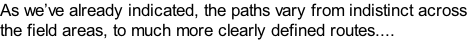 As we’ve already indicated, the paths vary from indistinct across the field areas, to much more clearly defined routes....