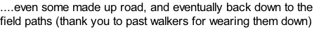 ....even some made up road, and eventually back down to the field paths (thank you to past walkers for wearing them down)
